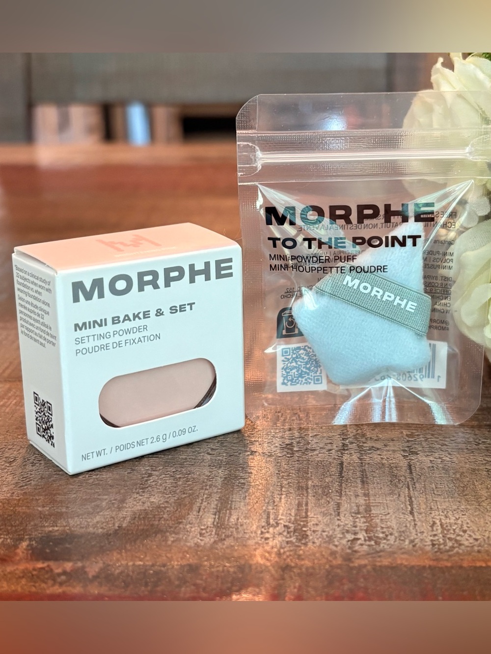 New MORPHE Mini BAKE & SET Setting Powder in BRIGHTENING PINK + Mini POWDER PUFF